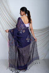 Linen Vidya Balan Jamdani In purple Colour